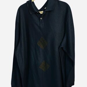 Haggar  Dark Blue Polo Sweater with Argyle Accents Size XXL